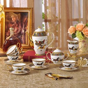 Juegos de tazas y platillos de café, taza de café, Taza de cerámica, juego de café de porcelana de hueso, juegos de café de porcelana Vintage, vajilla