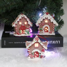 Kerstdecoraties Polymeer Clay Luminous Christmas House Creative Led Decoratief hangende stuk