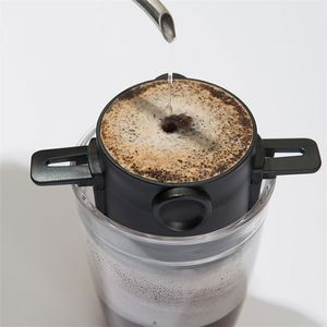 Koffiefilter Draagbare 304 roestvrijstalen druppelkoffie theehouder trechter manden herbruikbare thee-infuser en standaard koffiedripper 210712