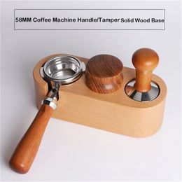 Koffie Filter Sabellen Holder Solid Wood Espresso Sabrieken Mat Stand koffiezetapparaat Ondersteuning Basisrek Koffieaccessoires voor Barista T200523