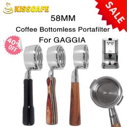 Coffee filters 58 mm koffie bodemloze portafilter voor Gaggia vervangende roestvrijsteunfiltermand koffie machinaal accessoires Barista Tool 230516