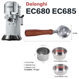 Filtros de café Portafiltro sin fondo 51 mm para Delonghi EC680 EC685 Cesta de filtro de repuesto Accesorio para máquina de espresso Barista Tools 230826