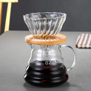 Coffee filters Glass Coffee Dripper Immersion Hopper Giet over koffiezetapparaat met houten basis langzame brouwaccessoires filterpapier niet inbegrepen P230509