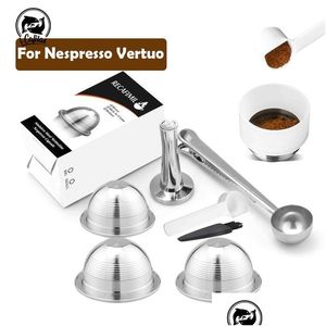 Filtres à café Icafilas Capsule de café réutilisable pour Nespresso Vertuoline Gca1 Delonghi Env135 Filtres rechargeables en acier inoxydable Dos Dhpxb