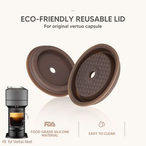 Koffiefilters ICafilas Herbruikbare siliconen hoes voor Nespresso Vertuo-capsule Wegwerpbare originele koffiedoppen Filter voor Vertuo Next Machine 230718