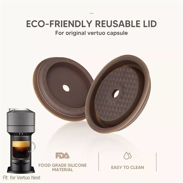 Filtres à café ICafilas couvercle en Silicone réutilisable pour Nespresso Vertuo Capsule jetable original bouchons de café filtre pour Vertuo Next Machine 220922