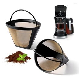 Filtres à café filtre réutilisable 10-12 tasses goutteur permanent cône or maille avec poignée outils de fabricant sans papier