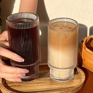 Café en verre tasses en verre empilable Stripe simple Cocktail Transparent Bar boissons Soda Jilk Juice Brink Mugs tasse de boisson 240429