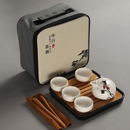 Moulin à café brosses chinois thé cadeau voyage ensemble Kung Fu Portable théière porcelaine service à thé Gaiwan tasses de cérémonie outil 230626