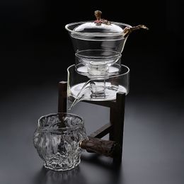 Koffiemolen Borstels Hittebestendig glas theeservies magnetische waterafleiding roterende deksel kom semi-automatische maker luie theepot Kungfu 230626