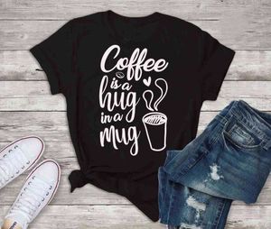 Café abrazo en una taza camiseta divertida lindo gráfico mujeres moda Pastel estética 90s