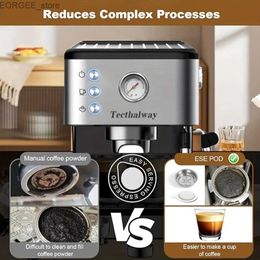 Coffee Makers 1pc Espresso Machine met melk Froeder Compacte Super automatische espressomachines voor Home Y240403