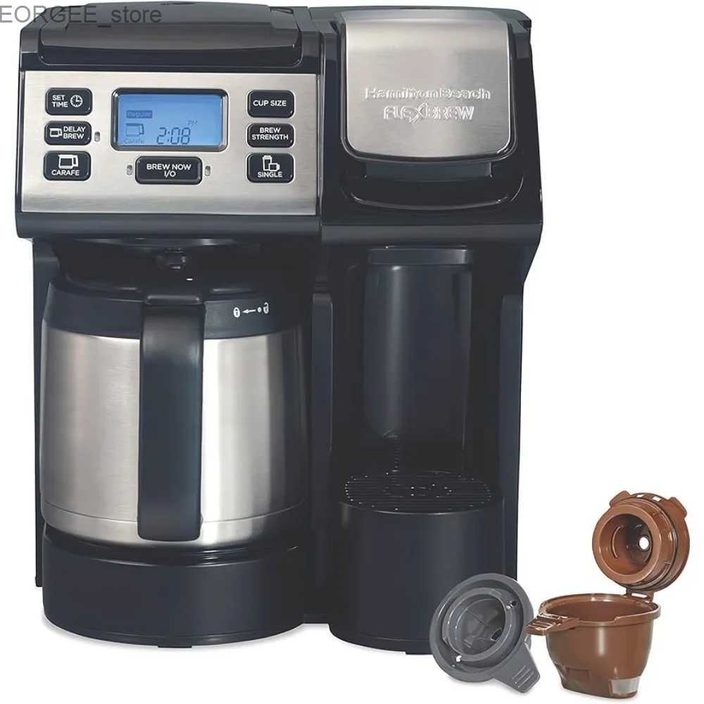Kaffebryggare 2-vägs kaffemaskin kompatibel med K-cup-skidor eller markkomboelektriska kaffekvarn singel och full 12C Hot Can Droper Y240403