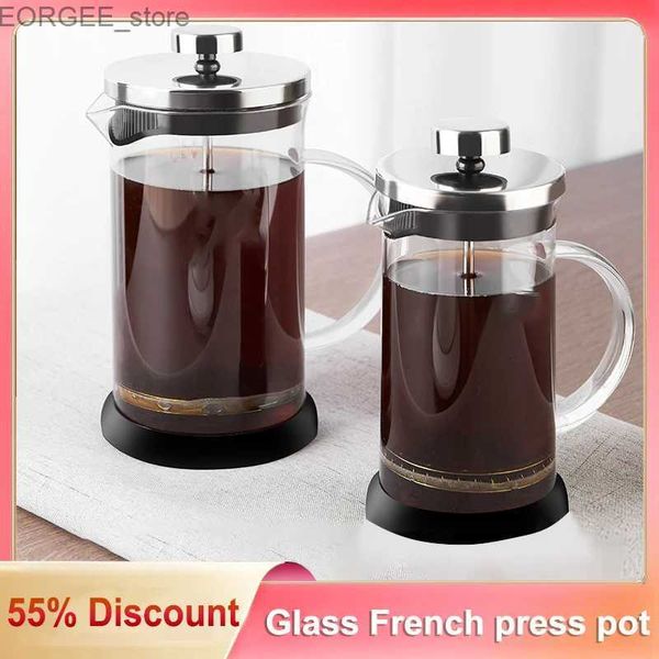 Cafés 350/600 / 800 ml Réservoir de presse français avec filtre Borosilicate en verre Borosilicate Machine de café froide à thé bouilli à la mousse de lait 1000 ml y240403