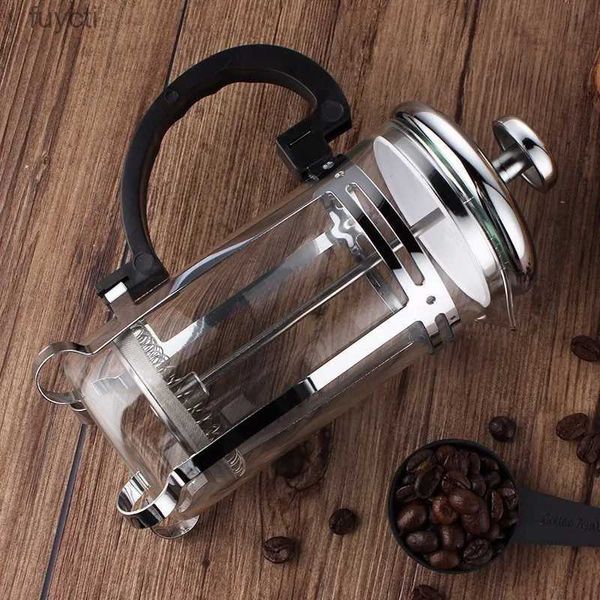 Cafetières 600ml en acier inoxydable Portable français presse Pot verre cafetière bouilloire cruche théière avec filtre filtre voyage YQ240122