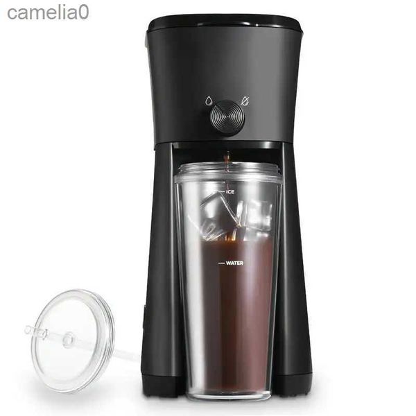 Cafeteras Cafetera con vaso reutilizable de 20 fl oz y filtro Espumador de vapor de leche negra Cafeteras Cafeteras Café frío mL231219