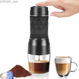 Koffiezetapparaten Espresso machine handmatige capsule druk op gemalen koffiezetapparaat draagbare koffiemachine geschikt voor koffiepoeder en koffiecapsules y240403