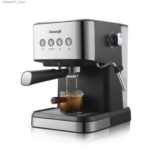 Cafeteras Máquina de café expreso Cafetera de acero inoxidable con espumador de leche para Latte Cappuccino Machiato Q240218