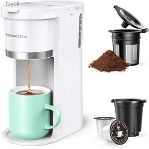 Cafetières Famiworths Mini cafetière à portion unique instantanée une tasse pour café moulu K Cup 6 à 12 oz tailles d'infusion blanc YQ240122