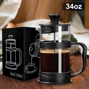 Koffiezetapparaten gianxi zwart 1000 ml plastic koffiezetapparaat transparant glas Franse pers thuis keuken koffiepot koffie thee set y240403