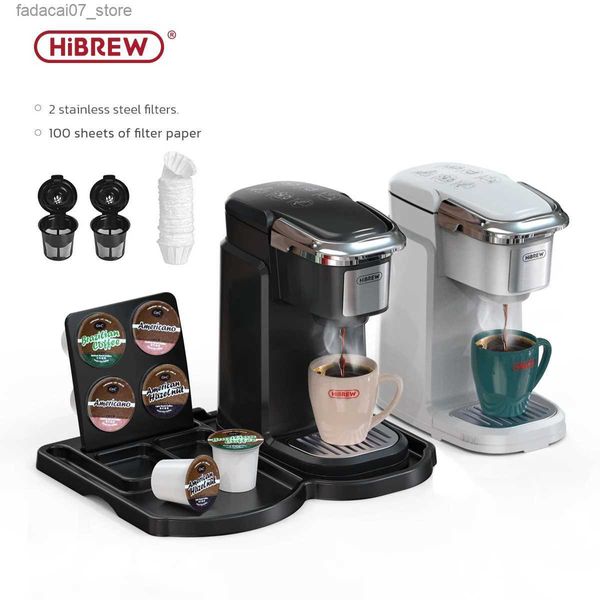 Cafeteras HiBREW Filtro Cafetera Brewer para K-Cup cápsula Café molido Tetera Dispensador de agua caliente Cafetera de un solo servicio Q240218