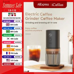 Koffiezetapparaten i Cafilas Elektrische koffiemolen 3in1 Oplaadbare draagbare espresso-compatibele gemalen koffie voor kantoorreizen YQ240122