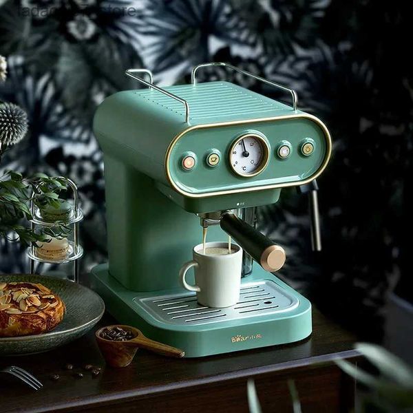 Cafeteras Bomba italiana Prensa Máquina de café Semiautomática Hogar Concentrado Vintage Máquina de espuma de leche de vapor Pequeña oficina Cafetera Q240218