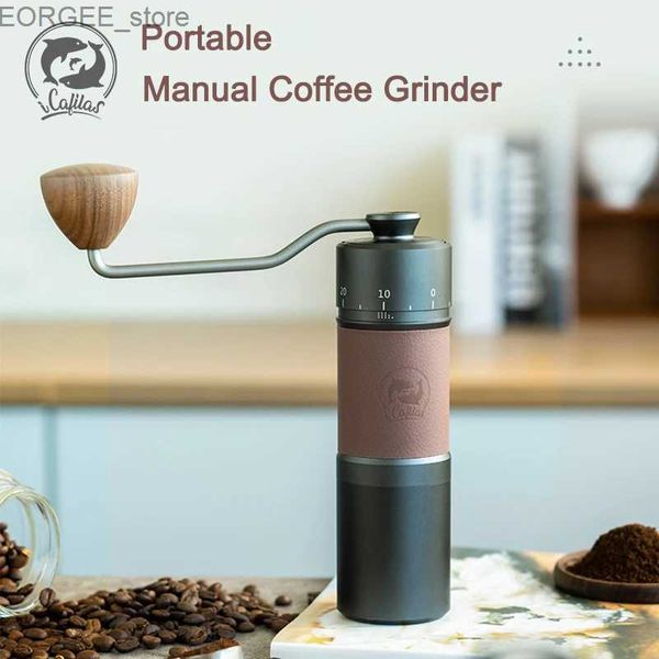 Caférations manuelles Grinder de café 420 acier inoxydable 7 cœurs Burr Coffee Ganning avec épaisseur de broyage réglable et coussin antidérapant Icafilas Y240403