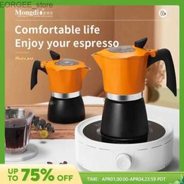 Koffiezetapparaten Mongdio Moka Pot Italiaanse koffiepot Klein huishouden Elektrische klei -oven Espresso Extractor Koffiepot Y240403