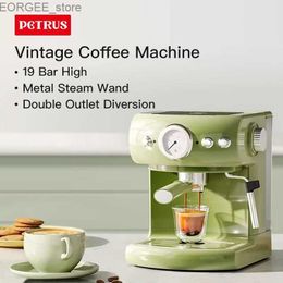 Cafeteros Makers Petrus Espresso Máquina retro Máquina de café 19 Bar con barra de vapor utilizada para café espresso Y240403