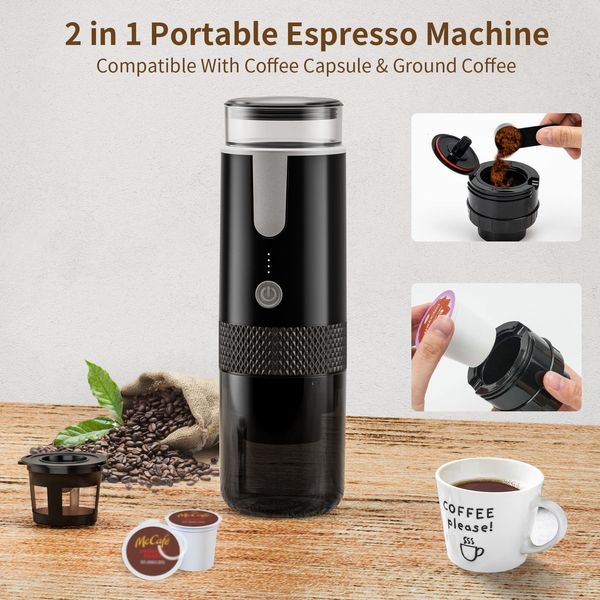 Cafetières Machine à expresso portable Petite portion individuelle 50 tasses Compatible avec Nespresso pour Camping Voyage Voiture Bureau Maison 230613