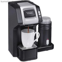 Koffiezetapparaat Koffiezetapparaat voor eenmalig gebruik met melkopschuimer Compatibel met K-Cup-pads en koffiedik Zwart Warm of koud schuim maken HuishoudenL240105