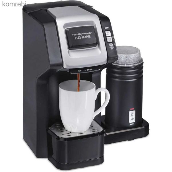 Cafeteras Cafetera monodosis con espumador de leche Compatible con cápsulas y posos K-Cup Negro Hacer espuma fría o caliente HogarL240105