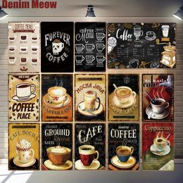 Koffiemenu voor café bar pub metalen schilderij muur decor metaal bord vintage home decor tinnen borden metalen plaque retro plaat schoten metalen poster 30x20cm w03