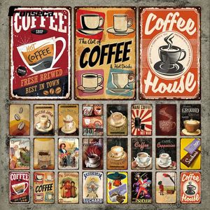 Koffie metaal schilderteken mocha cappuccino koffie metalen poster decoratieve drankjes koffiebonen tin bord bord vintage plaque café decor 30x20cm w03