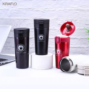 Koffiemok Dubbelwandige RVS Tumbler Thermoskan fles thermos Thee mok KRAFLO Reizen thermos mok-vacuüm cup