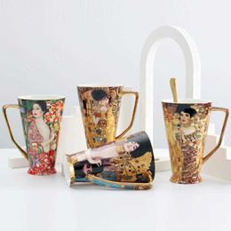 Coffee Mug Gustav Klimt Bone China theekopjes met lepel Klimt mok grote capaciteit keramische drinkware huizendecoratie accessoires