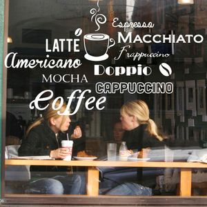 Koffie Naam CAFE Types Meerdere lettertypen Vensterglas Muursticker Keuken Cafe Drink Coffee Shop Muurtattoo Vinyl Decor