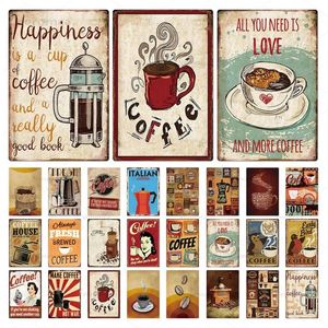 Coffee Plaque Metal Poster Vintage Cafe Metal Painting Sign Retro Tain Teken Wand Decor voor koffiehoek Keuken Restaurant Decoratie 30x20cm W03