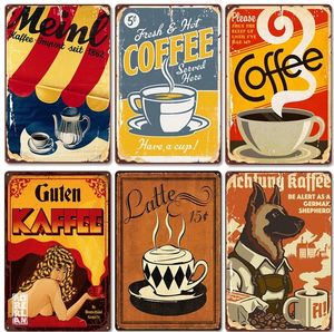 Coffee Poster Vintage Metal Tar Bord Retro verse en warme koffiethee plaque Wall Art Decor voor café winkelhuis restaurant 30x20cm W03