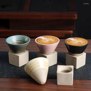 Koffiepotten 100ml Creatieve Retro Keramische Mok Ruw Aardewerk Theekopje Japanse Latte Pull Bloem Porselein
