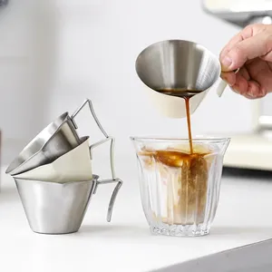 Koffiepotten 100 ml espresso extractie beker verdikte voedselkwaliteit 304 roestvrij staal met schaal voortreffelijke ounce keuken huishoudelijke gereedschappen