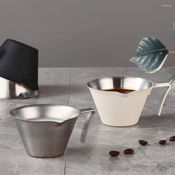 Pots à café Tasse à mesurer expresso en acier inoxydable de 100 ml avec échelle poignée ergonomique bec en forme de V professionnel accessoires de cuisine