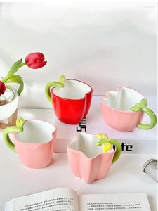 Koffiepotten 280 ml keramische fruitbloemvorm mok schattig thuis kopje ontbijt havermout drinkware geschenken