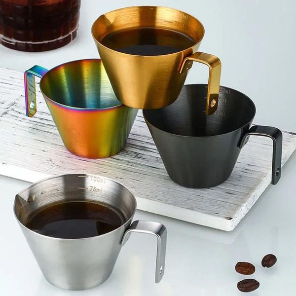Pots à café en acier inoxydable 304, tasse à mesurer expresso de qualité alimentaire avec poignée, petite échelle de versement 100ml S Home