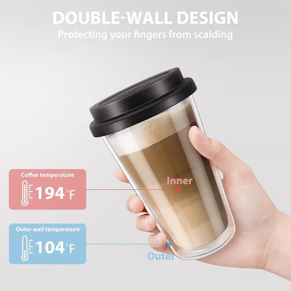 Taza de vidrio de 350 ml de cafeteras con tapas de silicona reutilizables tazas de leche de doble aislamiento té de jugo helado para cafeterías
