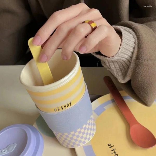 Coffee Bouchs 400ml Copas de ajuste de moda Tazas de fibra de bambú diseñada para tazas de viaje para el agua Tazas de picnic al aire libre