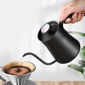 Koffiepotten 550 ml roestvrijstalen koffie DRIP KETTLE MET GOERENEK THERMOMETER Giet over Anti-Rust Coffee Tea Pot Coffee Pots P230508