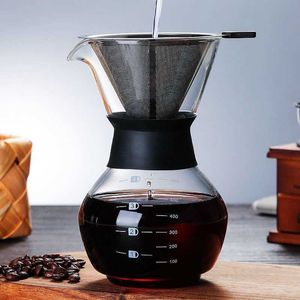 Koffiepotten 600 ml Glazen koffieketel met roestvrijstalen filter druppelfermentatie Hot Brewer Coffee Pot DRIPPER BARISTA Giet over koffiezetapparaat P230508