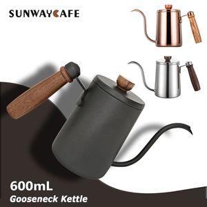 Pots à café 600ML en acier inoxydable antiadhésif versez sur la théière avec thermomet Long bec N goutte à la main accessoires de bouilloire 230327